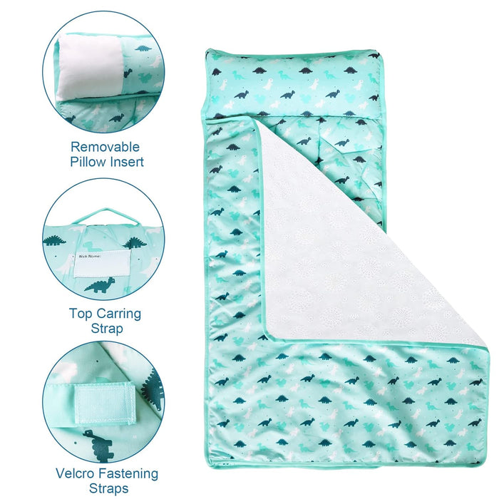 2 Pack Toddler Nap Mat with Pillow and Blanket 50" x 21", Nap Mat for Boys Girls Super Soft and Cozy, Kids Sleeping Bag for Preschool, Daycare, Toddler Sleeping Bag, Blue - Biloban Online Store