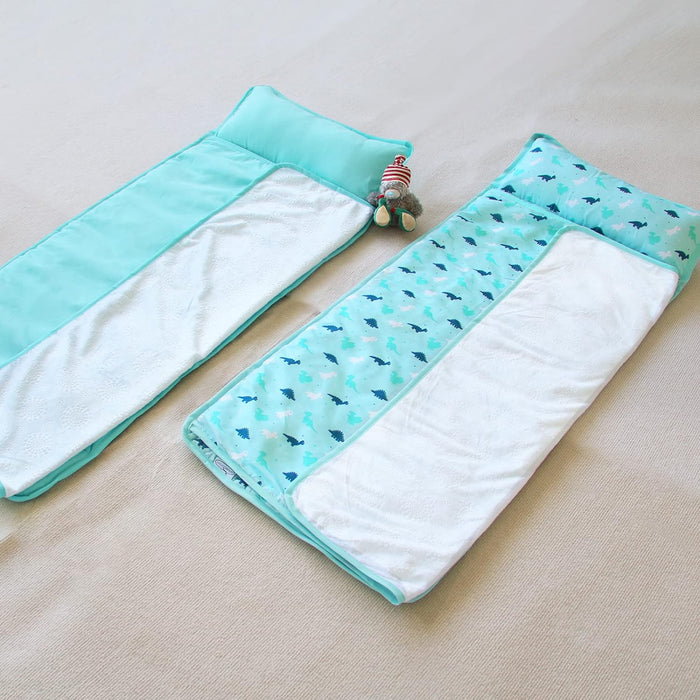 2 Pack Toddler Nap Mat with Pillow and Blanket 50" x 21", Nap Mat for Boys Girls Super Soft and Cozy, Kids Sleeping Bag for Preschool, Daycare, Toddler Sleeping Bag, Blue - Biloban Online Store