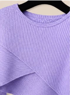 2-Piece Dress Set – Black Midi Dress with Lavender Ribbed Top – Casual Chic Outfit for Women