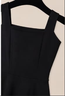 2-Piece Dress Set – Black Midi Dress with Lavender Ribbed Top – Casual Chic Outfit for Women
