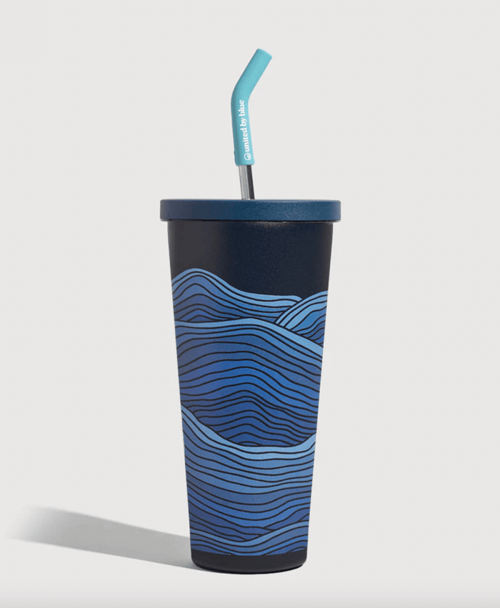 United By Blue Lake- Waves 24 oz Insulated Steel Straw Tumbler