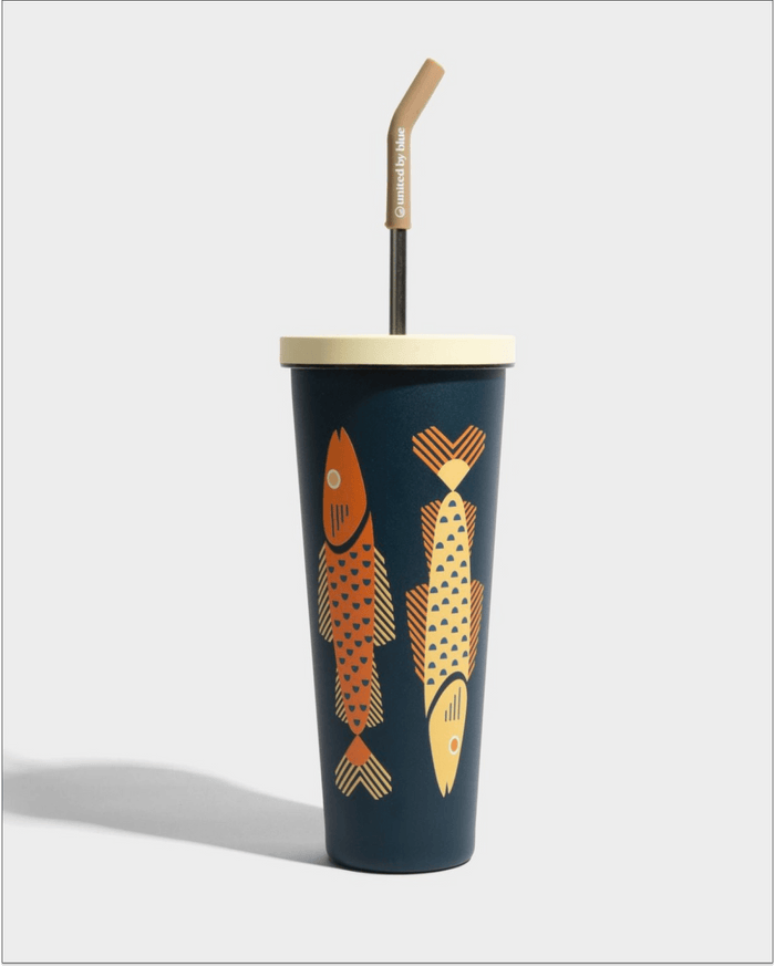 United By Blue Rainstorm - Fish 24 oz Insulated Steel Straw Tumbler