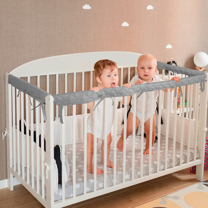3 Pieces Crib Rail Cover - Protector Safe Teething Guard Wrap, Reversible, Fit Side and Front Rails - Biloban Online Store