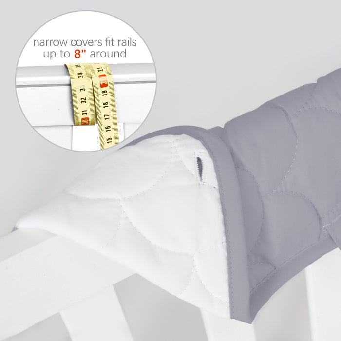 3 Pieces Quilted Crib Rail Cover - Protector Safe Teething Guard Wrap, Reversible, Fit Side and Front Rails, Grey & White - Biloban Online Store