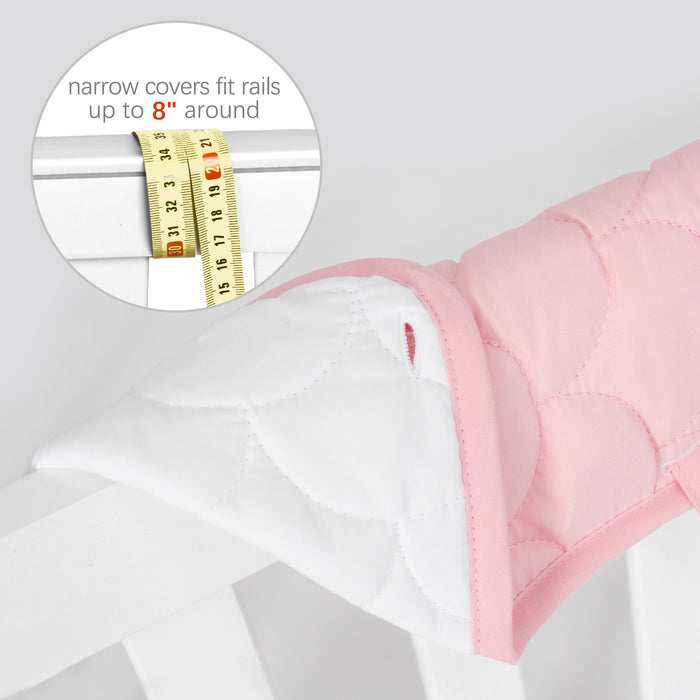 3 Pieces Quilted Crib Rail Cover- Protector Safe Teething Guard Wrap, Pink & White - Biloban Online Store