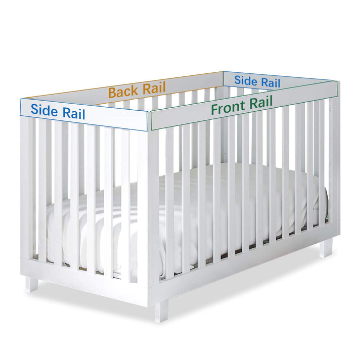 3 Pieces Quilted Crib Rail Cover - Protector Safe Teething Guard Wrap, Reversible, Fit Side and Front Rails, Pink & White - Biloban Online Store