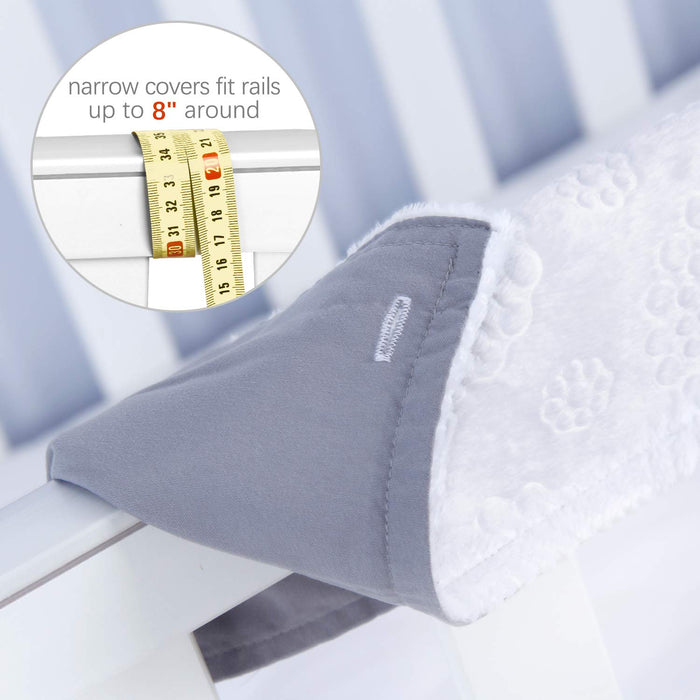 3 Pieces Crib Rail Cover - Protector Safe Teething Guard Wrap, Reversible, Fit Side and Front Rails, Grey & White - Biloban Online Store
