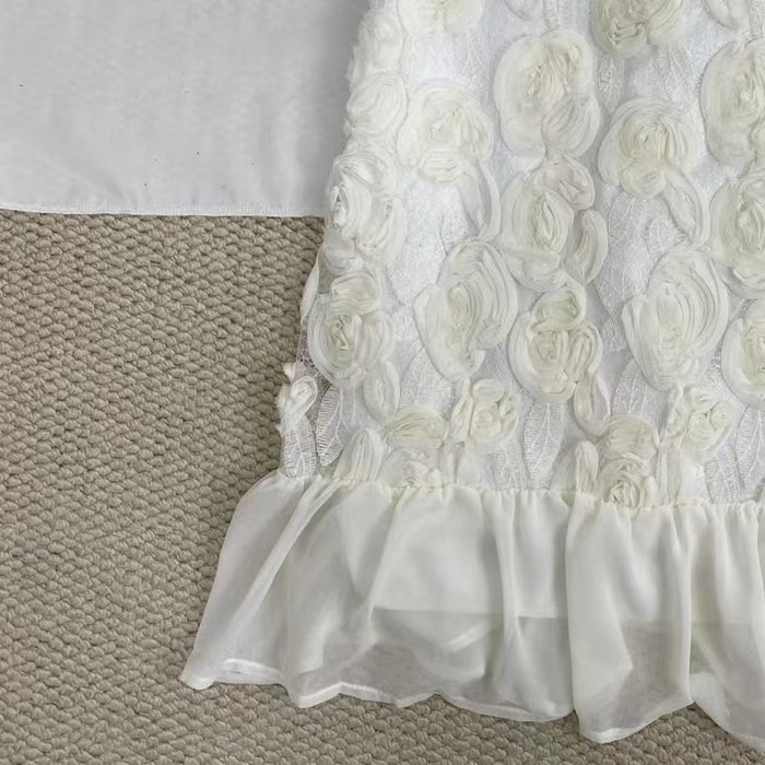 3D Floral Print Strappy Dress