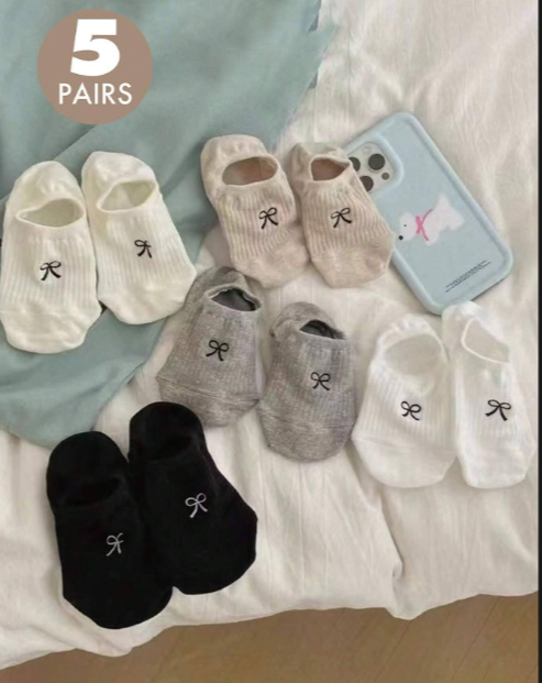 5 Pairs Bow No-Show Socks Set – SHEIN Fast Delivery in 5 Days