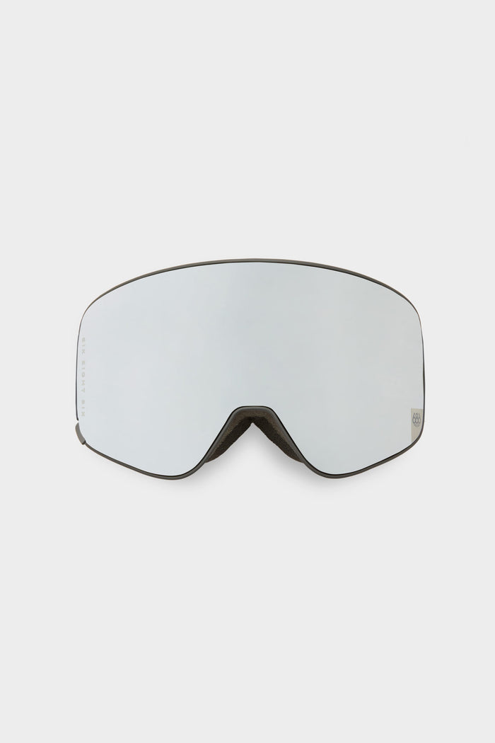 The 686 SMARTY® Magnetic Goggle Replacement Lens by 686 features a wide, clear, slightly mirrored lens and a black frame, shown on a plain white background.