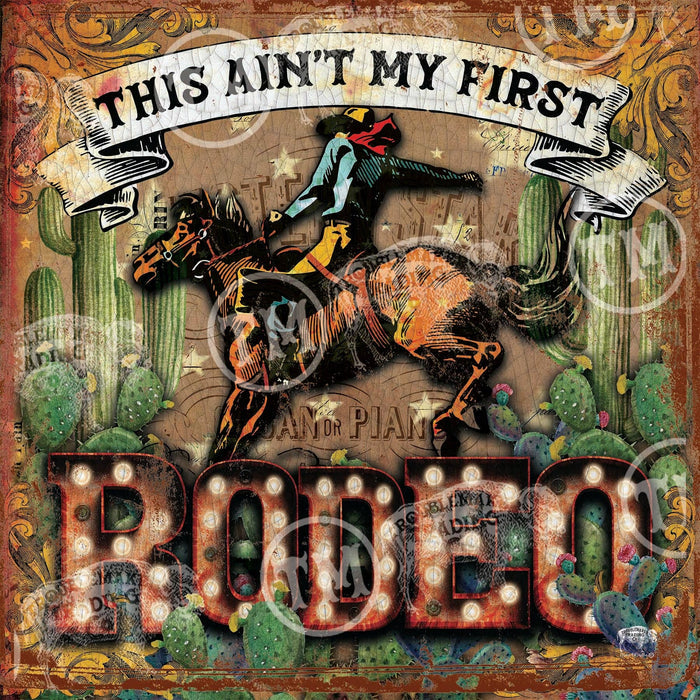Ain't My First Rodeo Square Artwork: Large - 24"