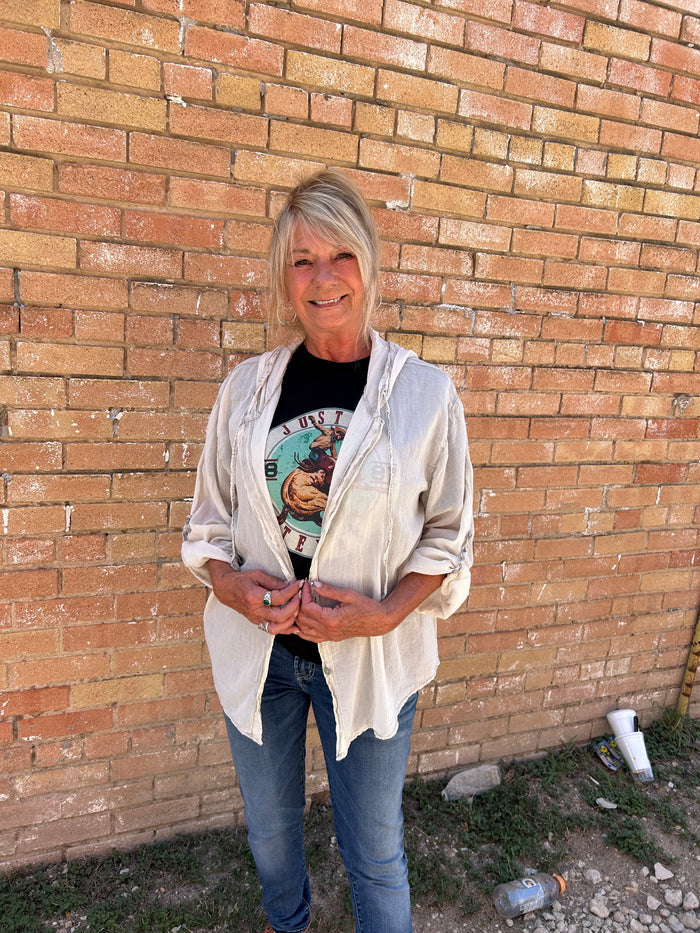 Amour Love Button Down Hoodie