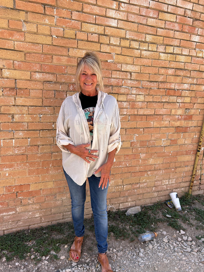 Amour Love Button Down Hoodie