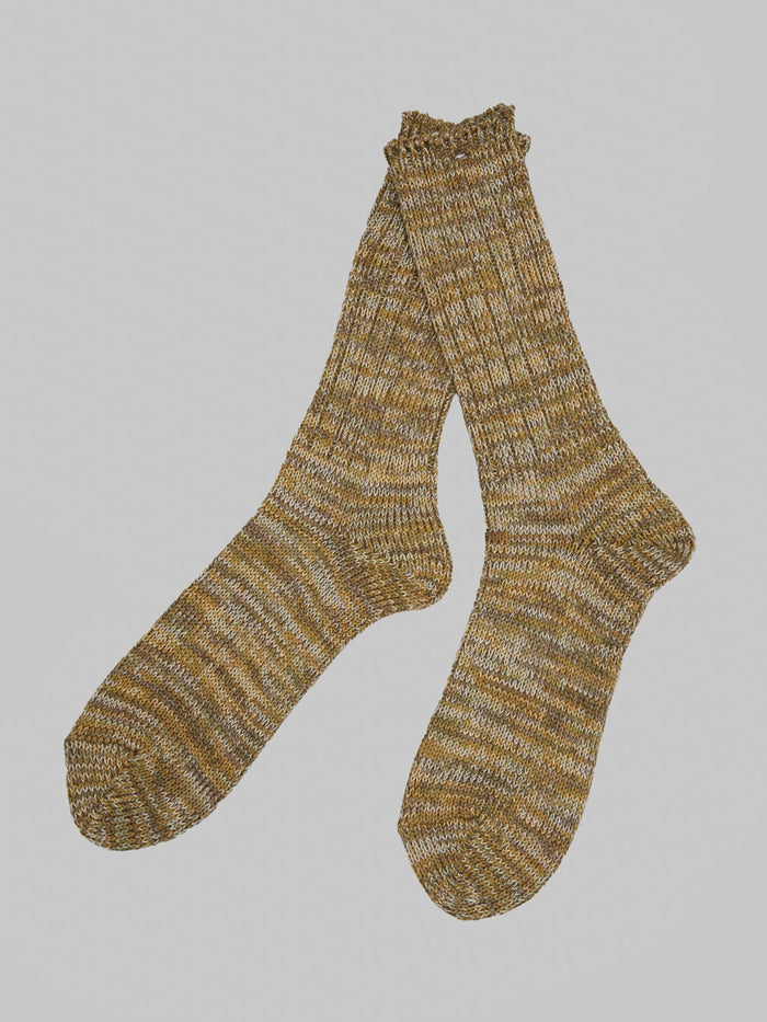 Anonymous Ism 5 Colour Mix Crew Socks Khaki made in japon