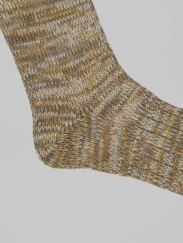 Anonymous Ism 5 Colour Mix Crew Socks Khaki heel