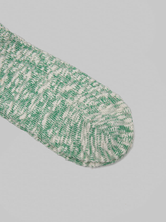 Anonymous Ism Light Weight Slub Crew Socks Green toe