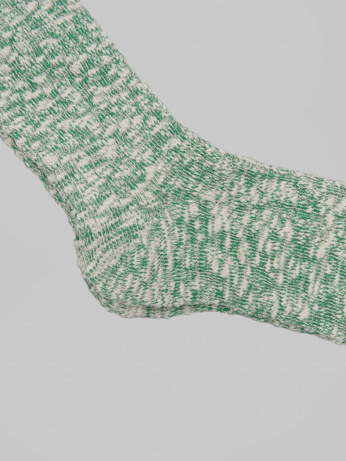 Anonymous Ism Light Weight Slub Crew Socks Green heel