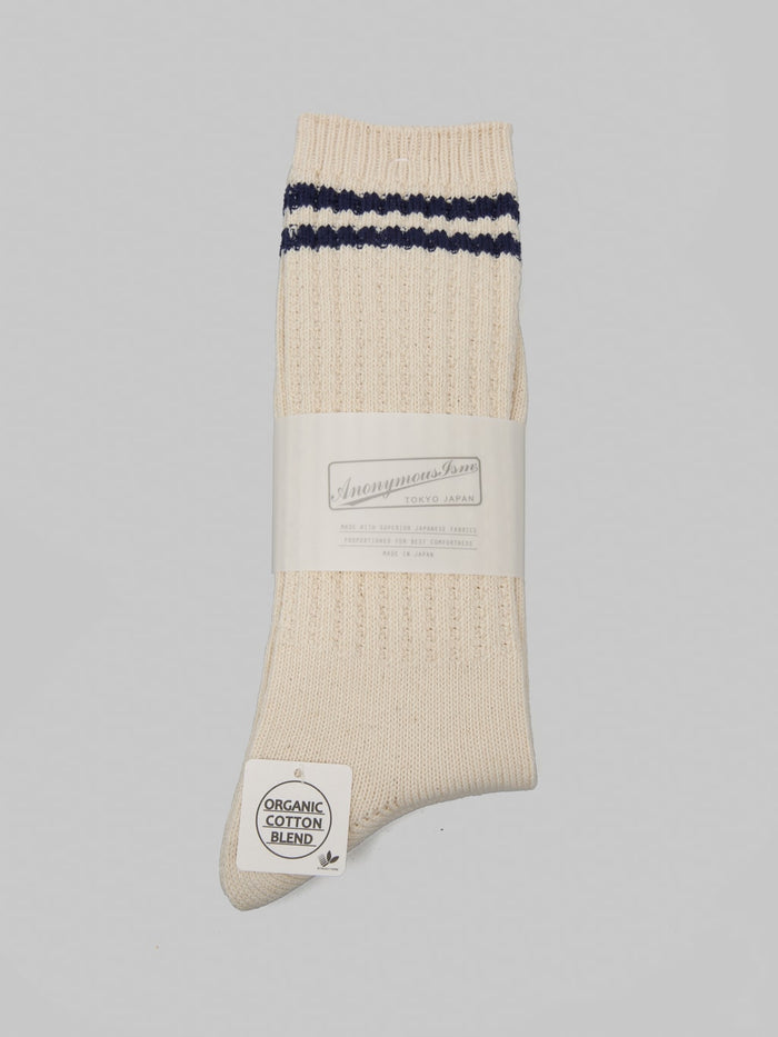 Anonymous Ism OC 2 Line Pique Rib Crew Socks Navy
