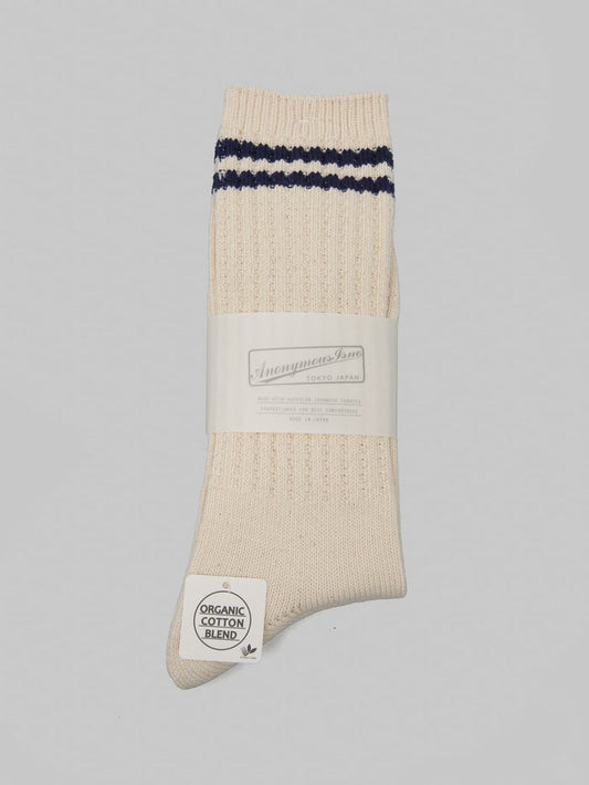 Anonymous Ism OC 2 Line Pique Rib Crew Socks Navy