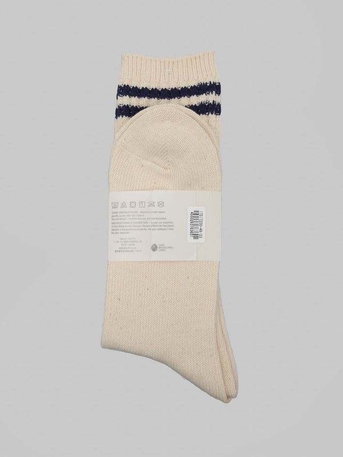 Anonymous Ism OC 2 Line Pique Rib Crew Socks Navy composition fabric