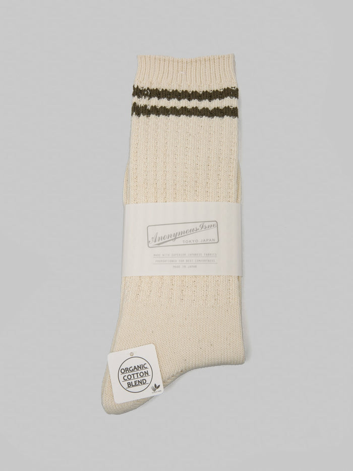 Anonymous Ism OC 2 Line Pique Rib Crew Socks Olive