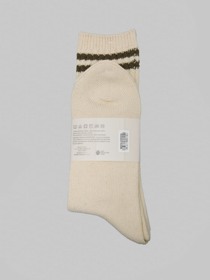 Anonymous Ism OC 2 Line Pique Rib Crew Socks Olive composition fabric