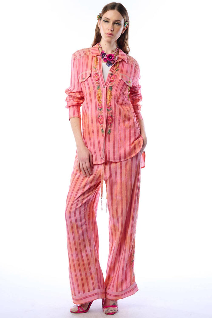 Aratta | Women's Fashion - Be My Valentine Pants | Floral Cotton Pants | Flowy Pants: Vintage Rose / XL