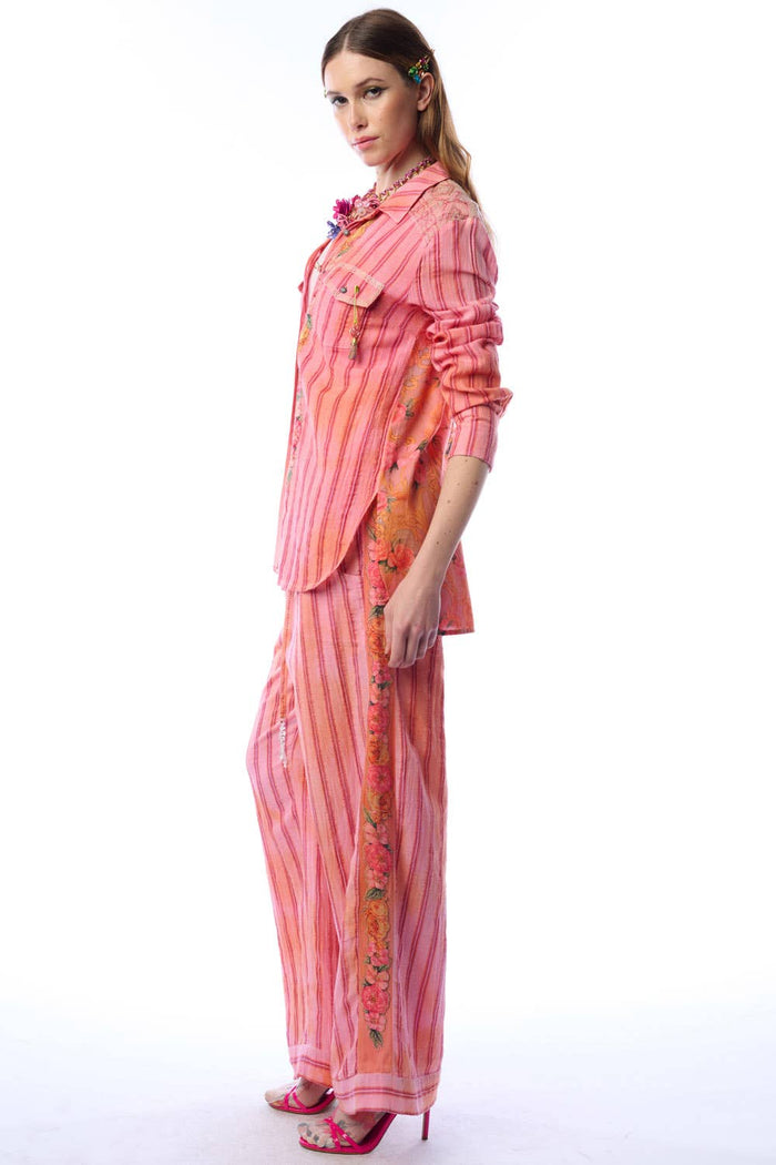 Aratta | Women's Fashion - Be My Valentine Pants | Floral Cotton Pants | Flowy Pants: Vintage Rose / XL