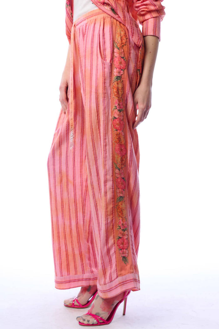 Aratta | Women's Fashion - Be My Valentine Pants | Floral Cotton Pants | Flowy Pants: Vintage Rose / XL