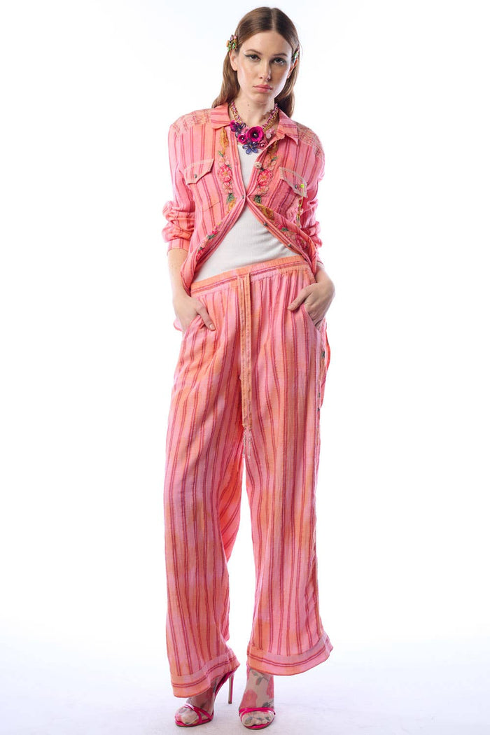 Aratta | Women's Fashion - Be My Valentine Pants | Floral Cotton Pants | Flowy Pants: Vintage Rose / XL
