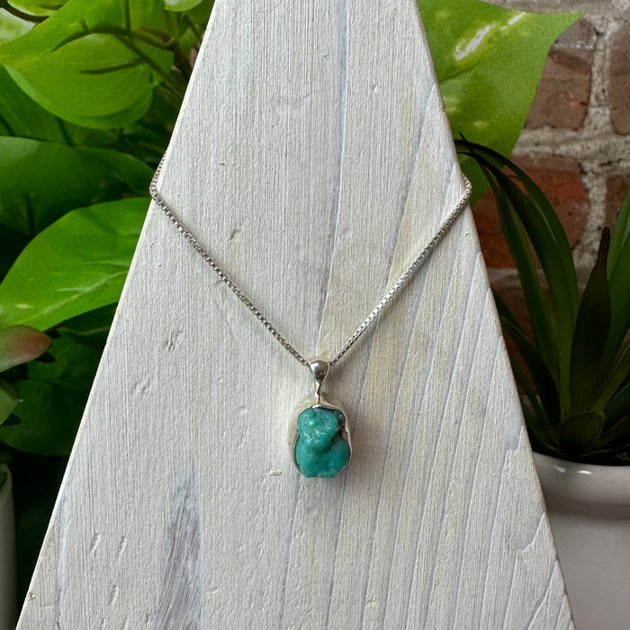 Arizona Green Turquoise Rough sterling silver Bezel Pendant