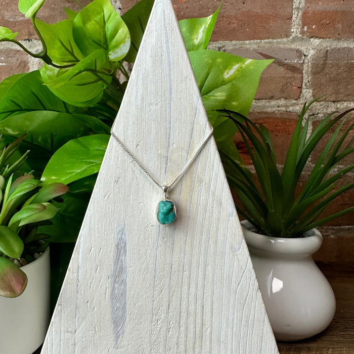 Arizona Green Turquoise Rough sterling silver Bezel Pendant