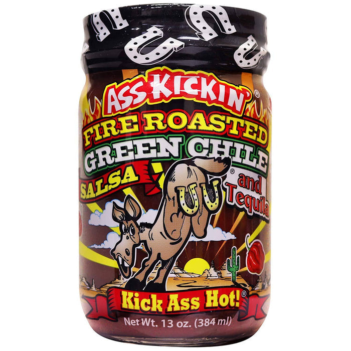 Ass Kickin’ Fire Roasted Green Chile Tequila Salsa