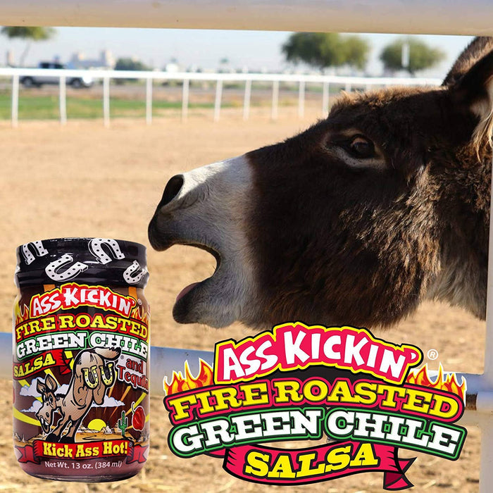 Ass Kickin’ Fire Roasted Green Chile Tequila Salsa