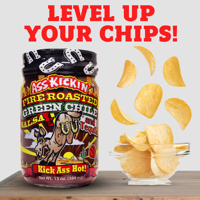 Ass Kickin’ Fire Roasted Green Chile Tequila Salsa