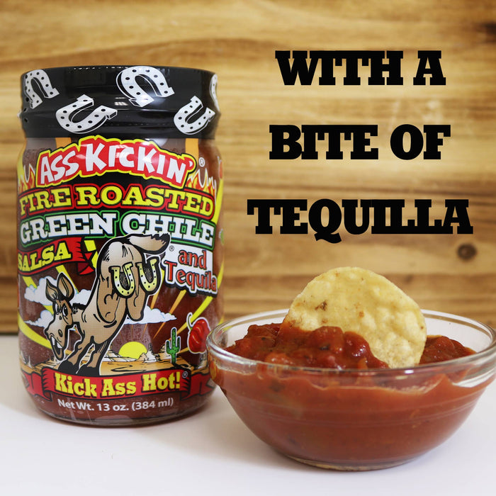 Ass Kickin’ Fire Roasted Green Chile Tequila Salsa