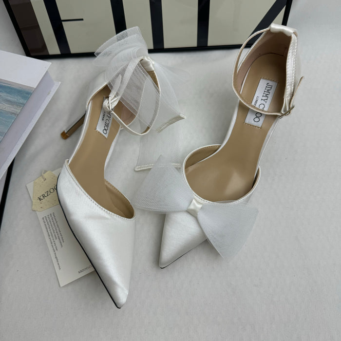 Asymmetric Bow-Detail Low-Vamp Stiletto Heels
