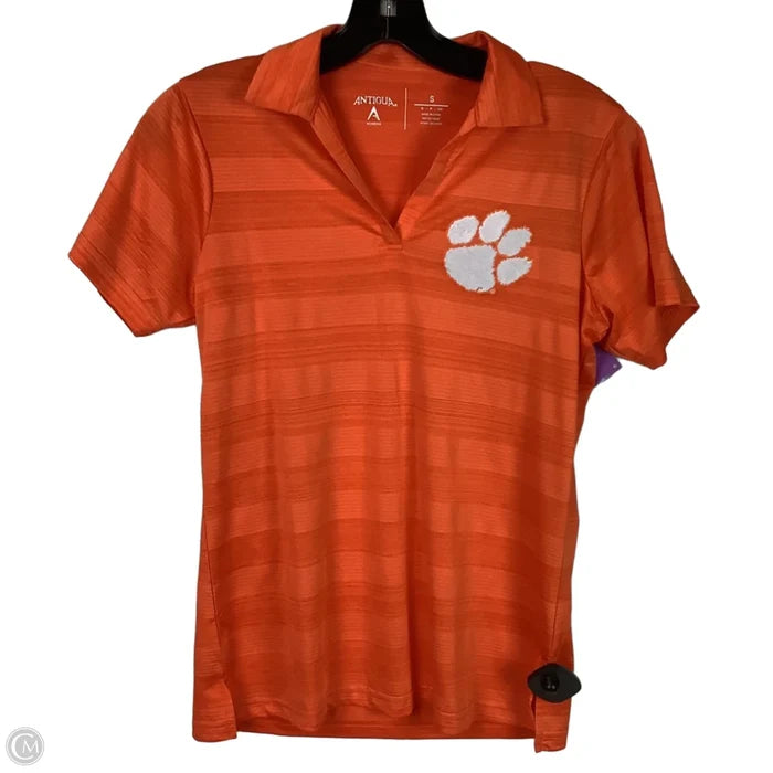 Athletic Top Short Sleeve By Antigua In Orange, Size: S