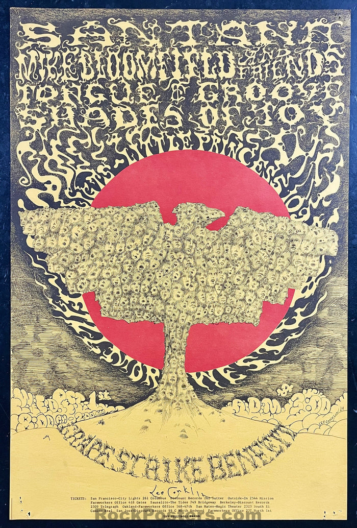 AUCTION - AOR 2.78 - Santana - Grape Workers Strike Benefit -  Lee Conklin Signed - 1969 Poster - Fillmore West - Very Good - SF Rock Posters & Collectibles