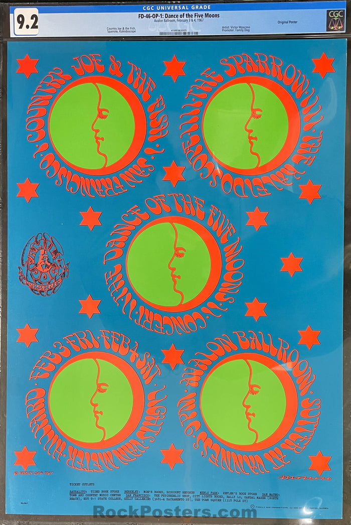AUCTION - FD-46 - Country Joe & the Fish - Victor Moscoso - 1967 Poster  - Avalon Ballroom - CGC Graded 9.2 - SF Rock Posters & Collectibles
