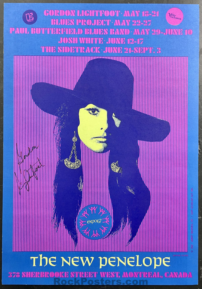 AUCTION - Gordon Lightfoot - Signed - 1967 Poster - Montreal - Excellent