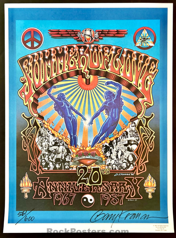 AUCTION - Summer of Love 20th Anniversary - Gary Kroman - 1987 Poster - San Francisco - Near Mint