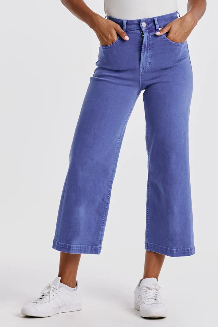 AUDREY SUPER HIGH RISE CROPPED WIDE LEG COLOR JEANS GALACTIC COBALT