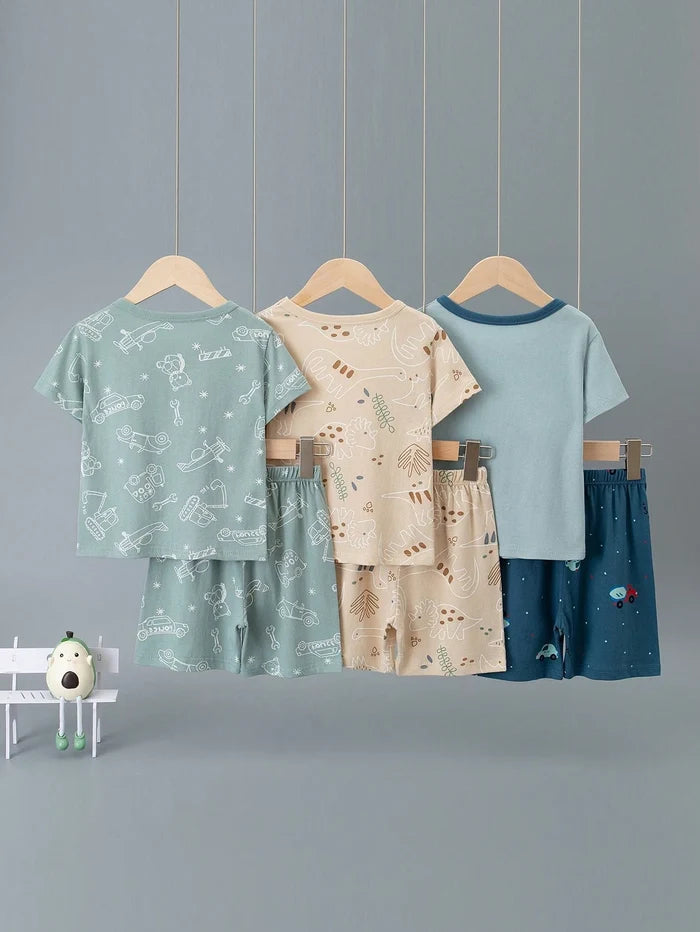 Baby Boy 2-Piece Printed Summer Pajama Set – Short Sleeve T-Shirt and Shorts – Soft Casual Sleepwear