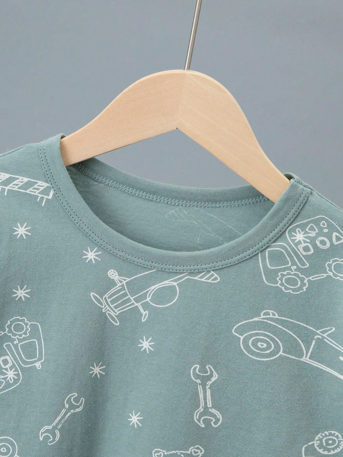 Baby Boy 2-Piece Printed Summer Pajama Set – Short Sleeve T-Shirt and Shorts – Soft Casual Sleepwear
