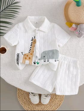 Baby Boys Animal Print Shirt and Shorts Set – SHEIN Fast Delivery in 5 Days