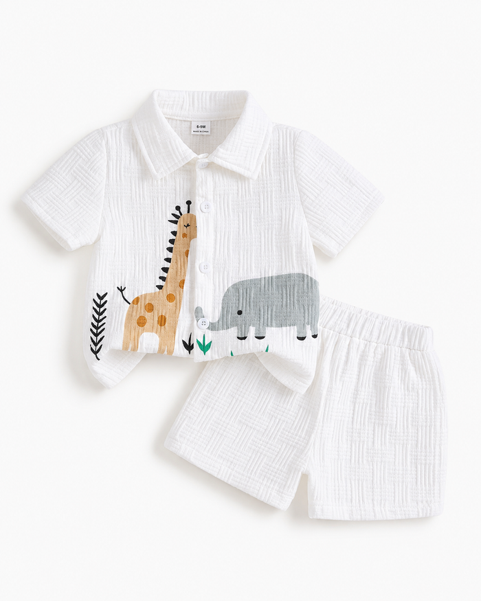 Baby Boys Animal Print Shirt and Shorts Set – SHEIN Fast Delivery in 5 Days