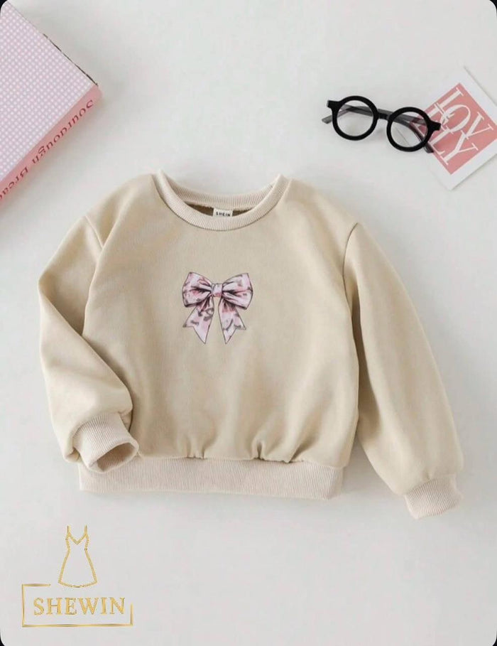 Baby Girls Cream Bow Print Sweatshirt