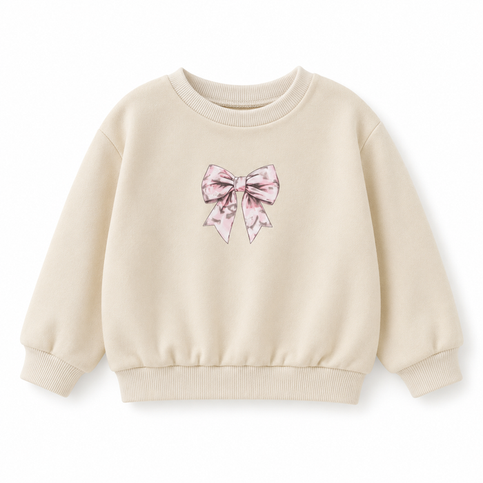 Baby Girls Cream Bow Print Sweatshirt