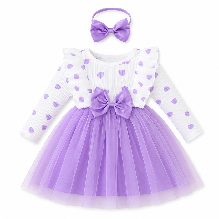 Baby Girls Lavender Tulle Dress with Bow and Matching Headband